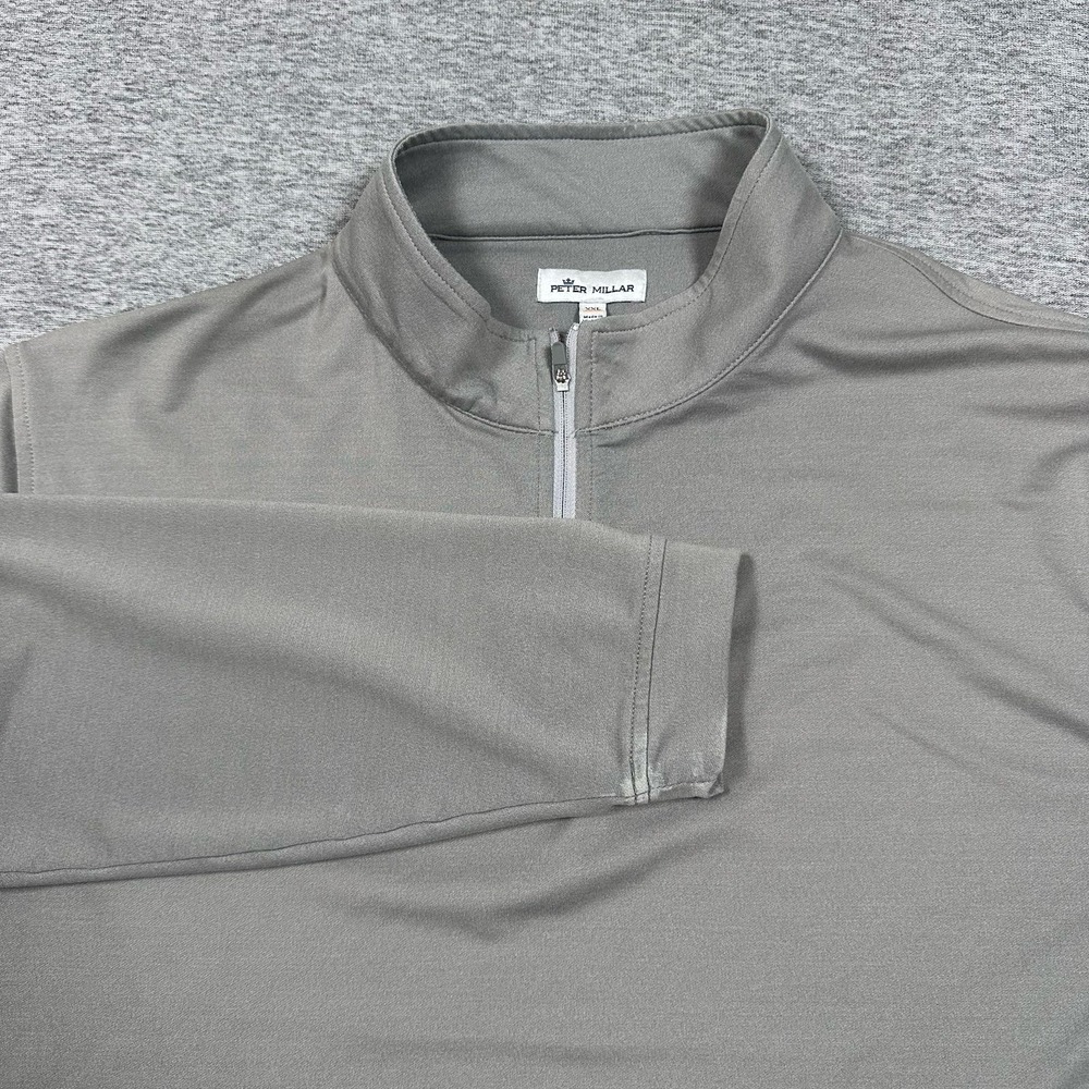 Peter Millar Pullover Men XXL Gray Perth 1/4 Zip Performance Stretch Golf FLAWS